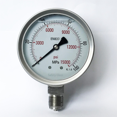 15000 manometro riempito petrolio- 100mm Walter Oil Gas Pressure Gauge del silicone di PSI 600MPa